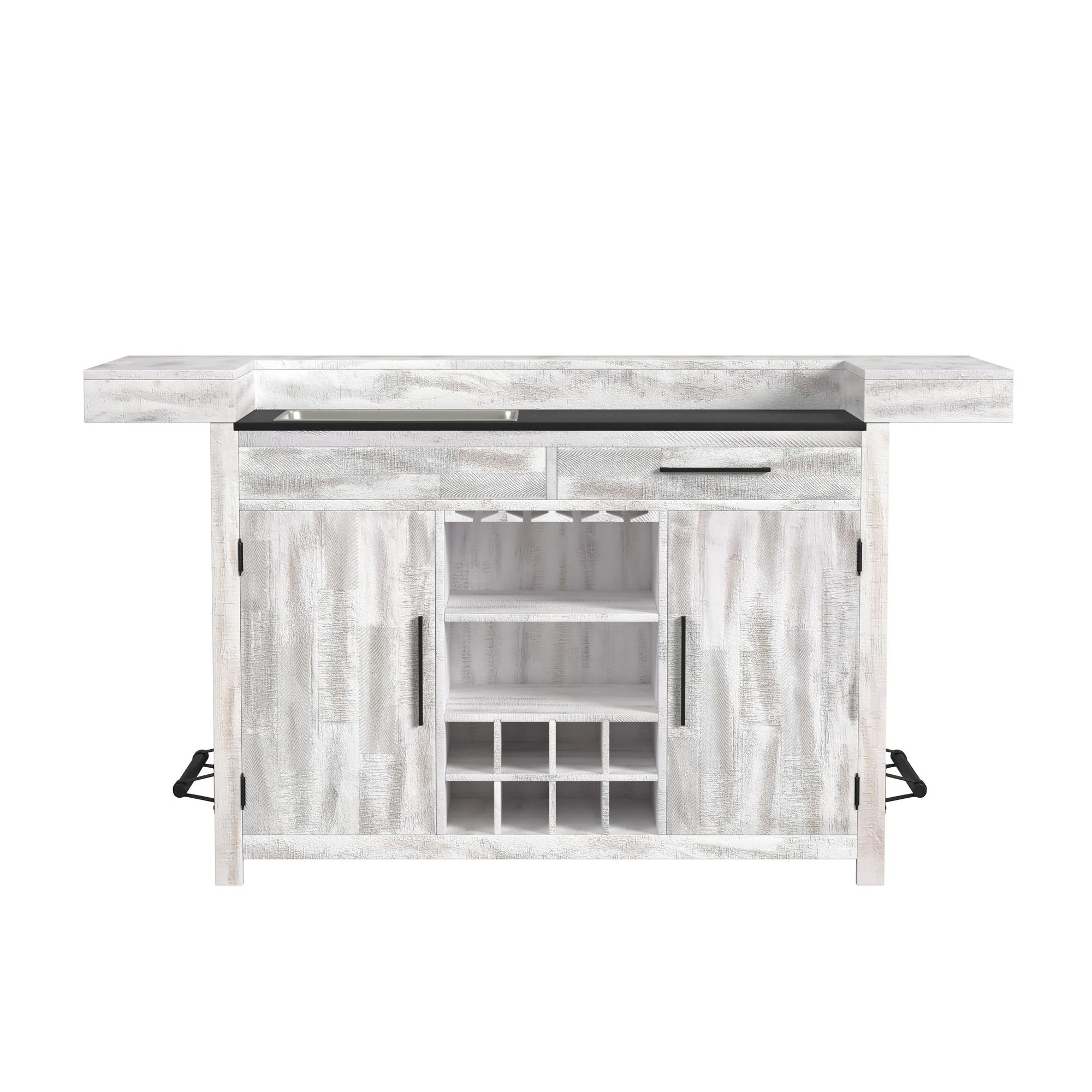 Rogen Rustic - Bar Table With Ice Tray, USB And Power - Rustic White - Image 3