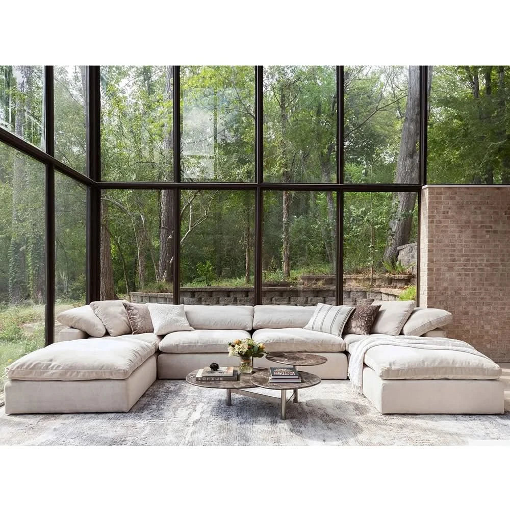Romo Linen Modular Sectional 5 or 6-Piece with Featherdown Cushions and Reversible Seating - Image 2
