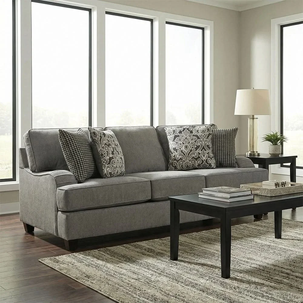 Addison Grey Contemporary Living Room Set with Accent Pillows - Image 3