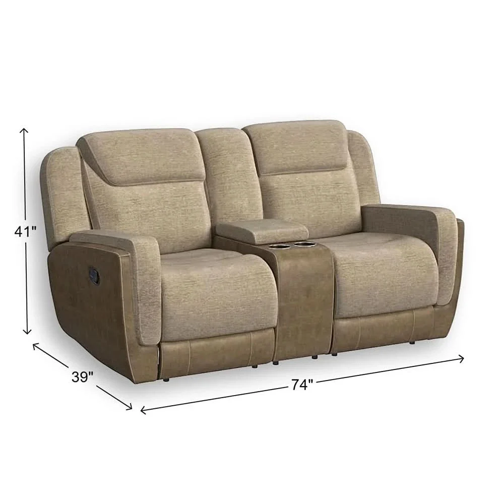 Hornet Beige Contemporary Reclining Loveseat with Console - Image 2