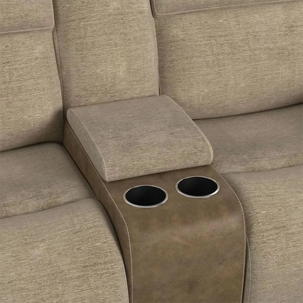Hornet Beige Contemporary Reclining Loveseat with Console - Image 4