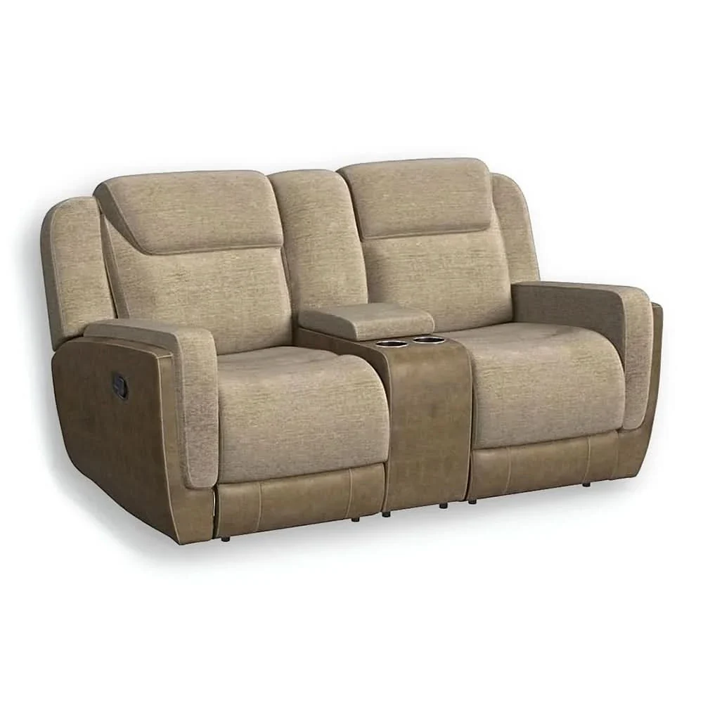 Hornet Beige Contemporary Reclining Loveseat with Console - Image 3