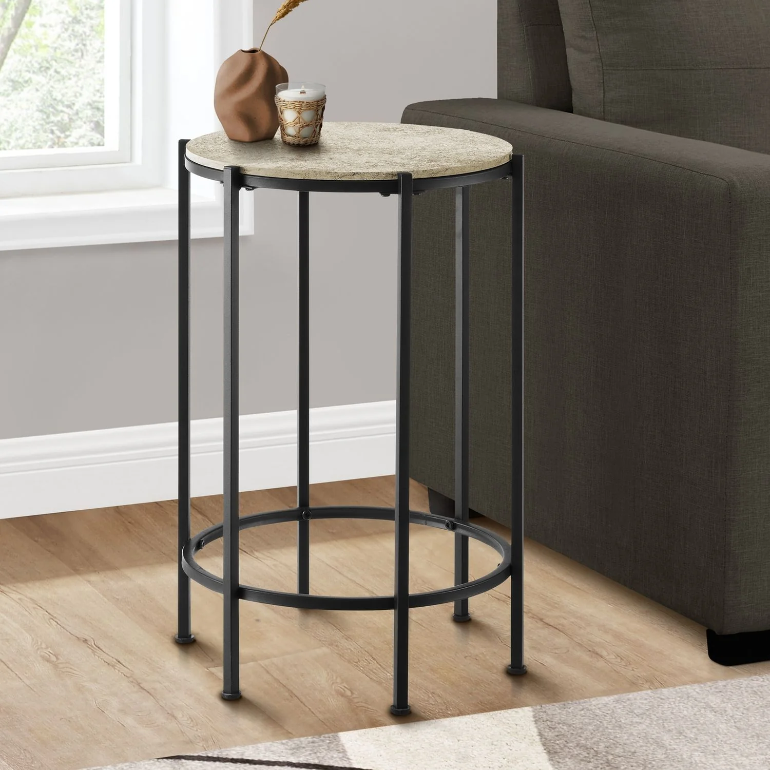 Round Accent Table For Living Room - Black - Image 4