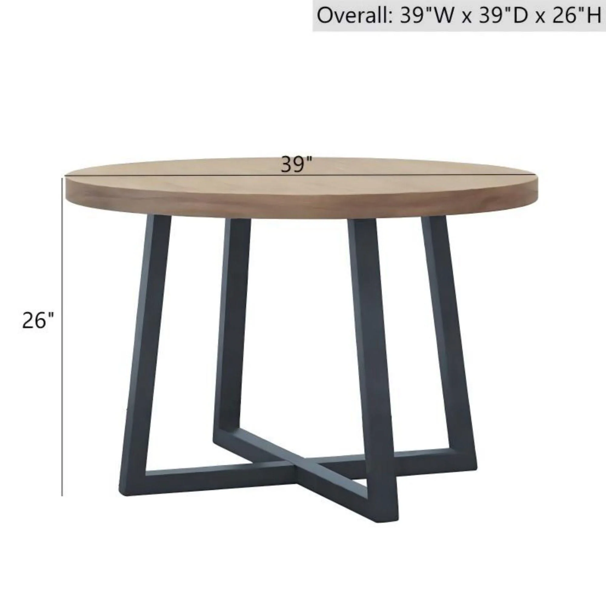 Round Dining Table With Wire Brushed Mindi Top And Mahogany Base - Wheat - Image 3