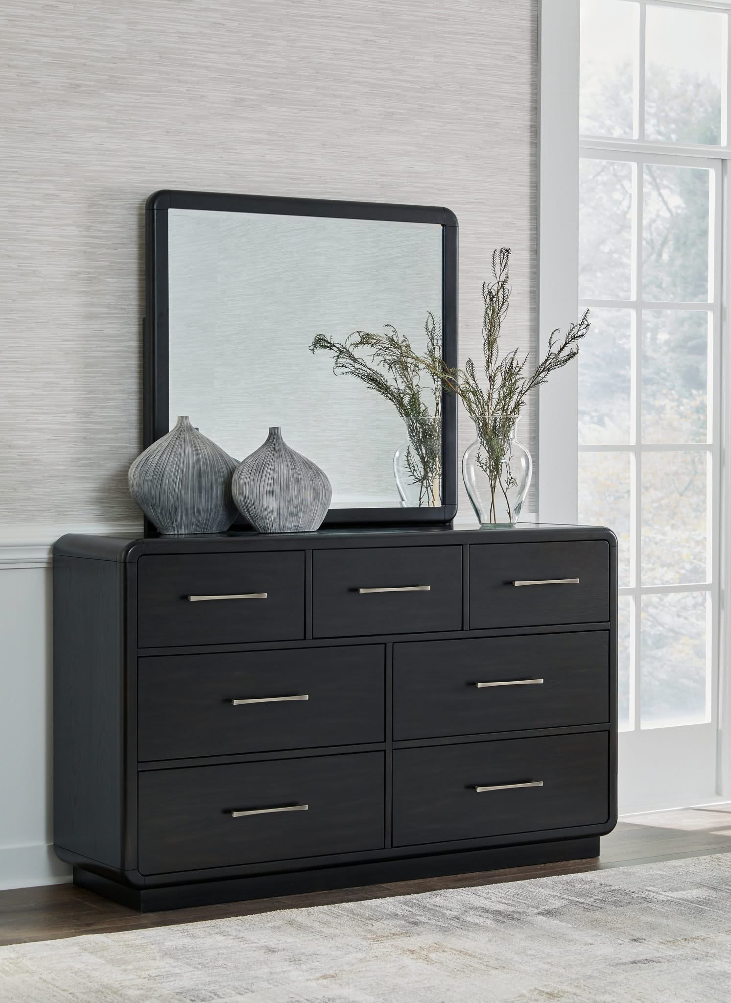 Rowanbeck - Dresser And Mirror - Black - Image 3