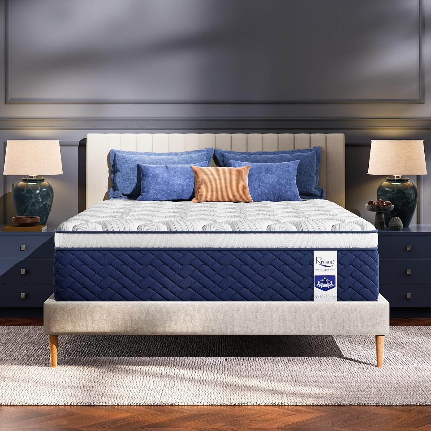 Rresta Hotel Collection - 12" Medium Firm Hybrid Mattress With 5 Zone Support For Back & Hip Relief, Fiber Free, Certipur Us Certified - Image 3