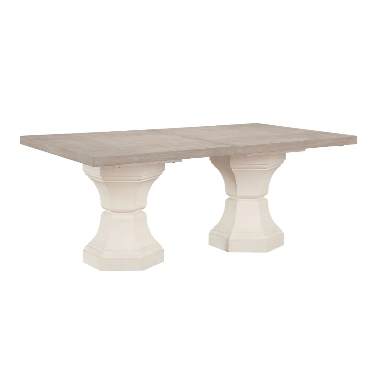 Santa Cruz Light Wood Contemporary 7PC Dining Set with Upholstered Chairs and Pedestal Base - Image 4