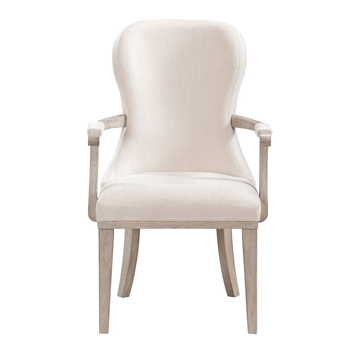 Santa Cruz Light Wood Contemporary Arm Chair with Upholstered Seat and Curved Back - Image 2