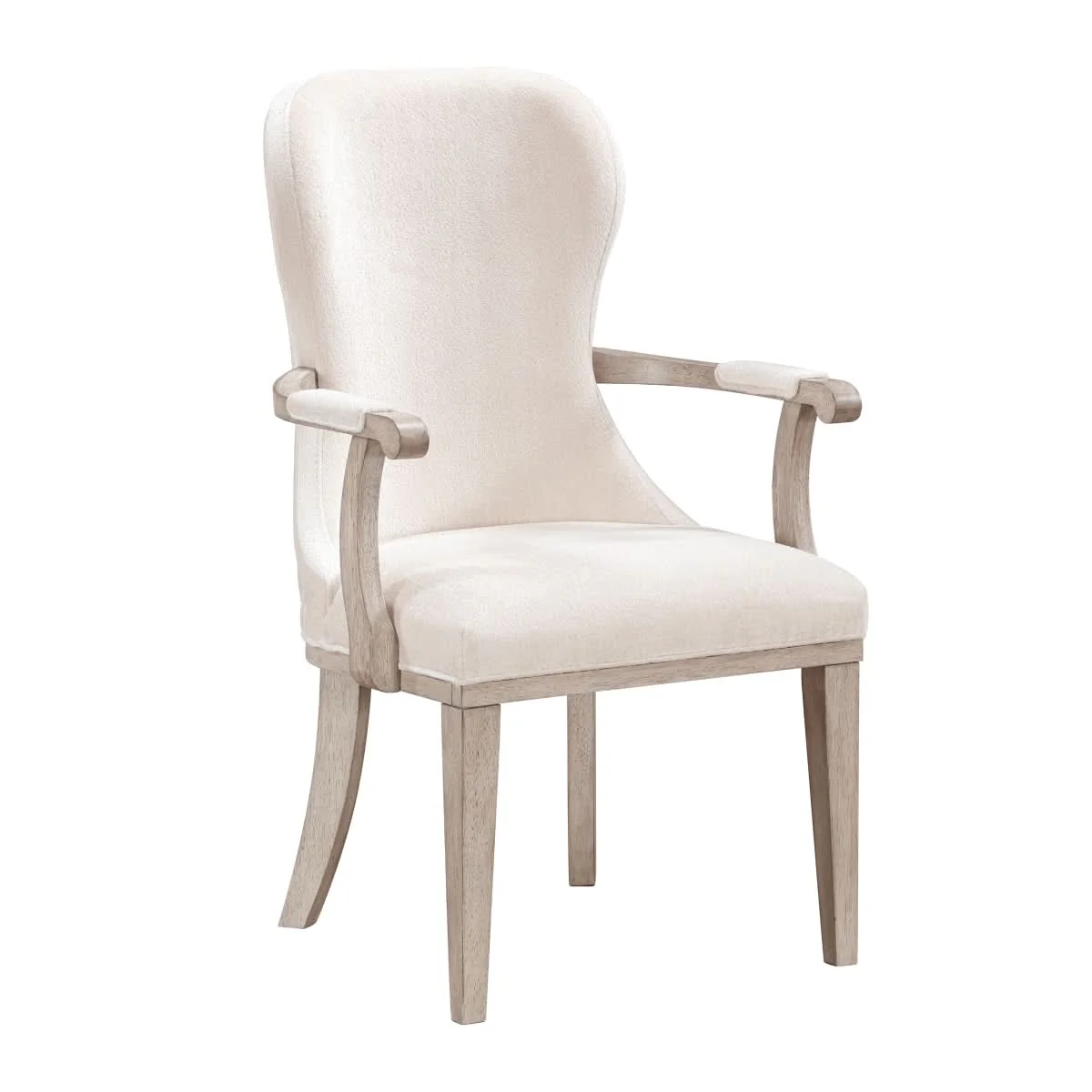Santa Cruz Light Wood Contemporary Arm Chair with Upholstered Seat and Curved Back - Image 3