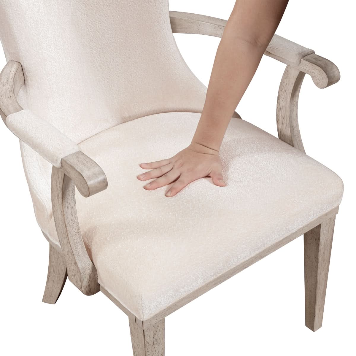 Santa Cruz Light Wood Contemporary Arm Chair with Upholstered Seat and Curved Back - Image 7