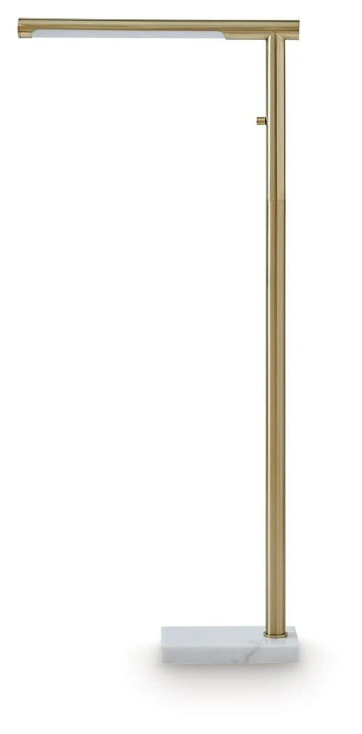 Santiford - Metal Floor Lamp - Gold Finish / White - Image 2