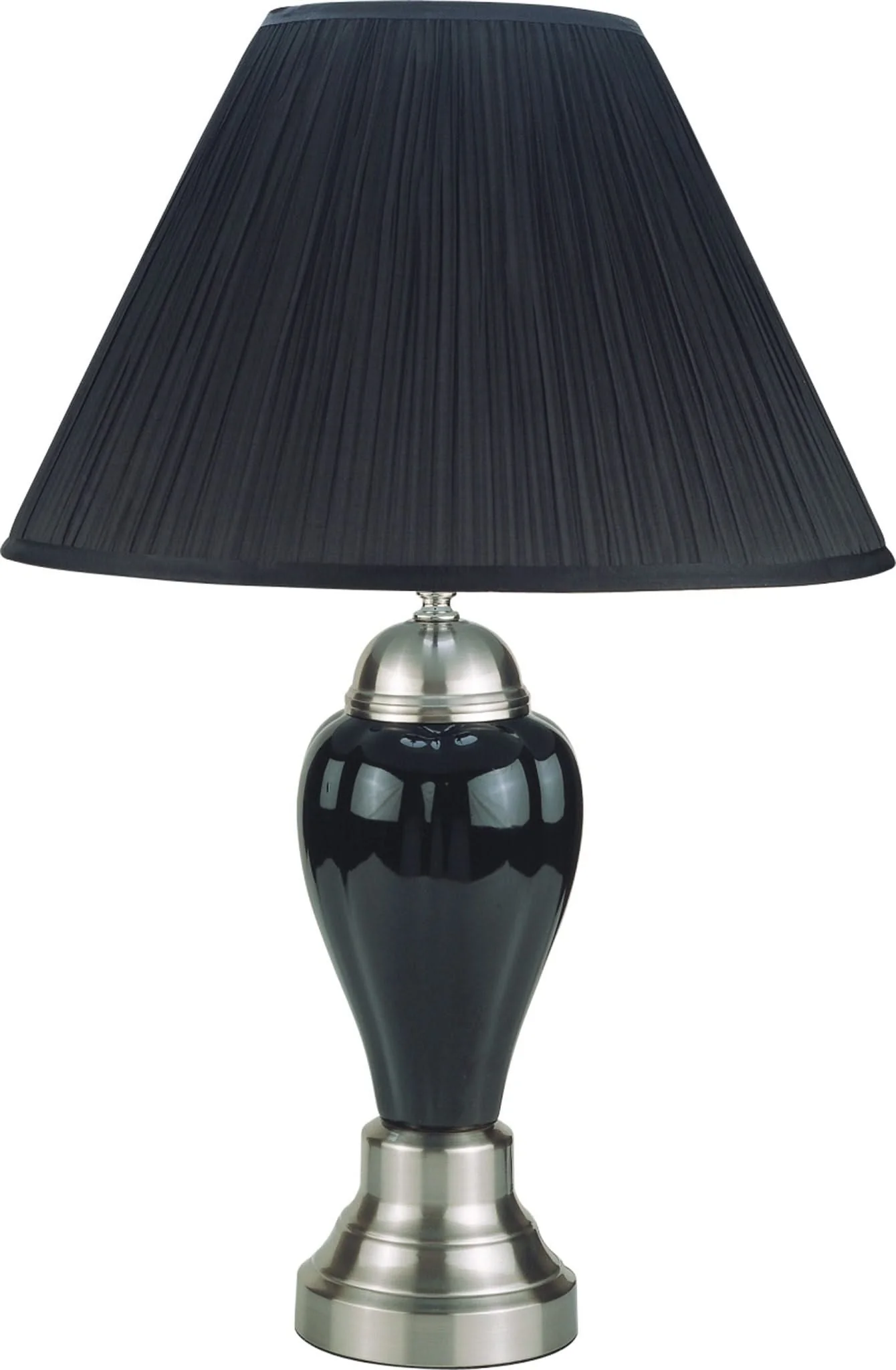 Satin Nickel - Porcelain Table Lamp - Black