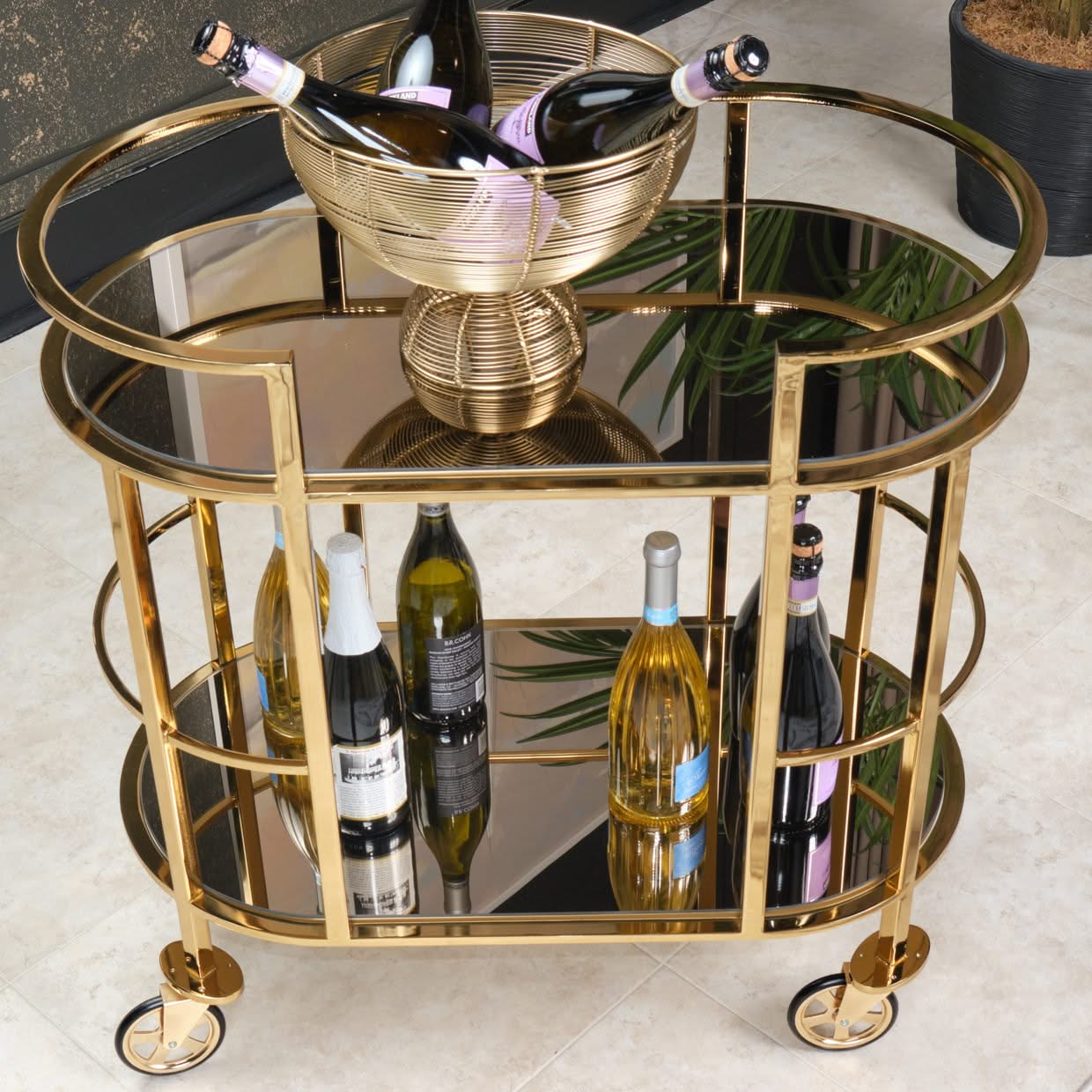 Savannah Breeze - Bar Cart - Bright Gold - Image 3
