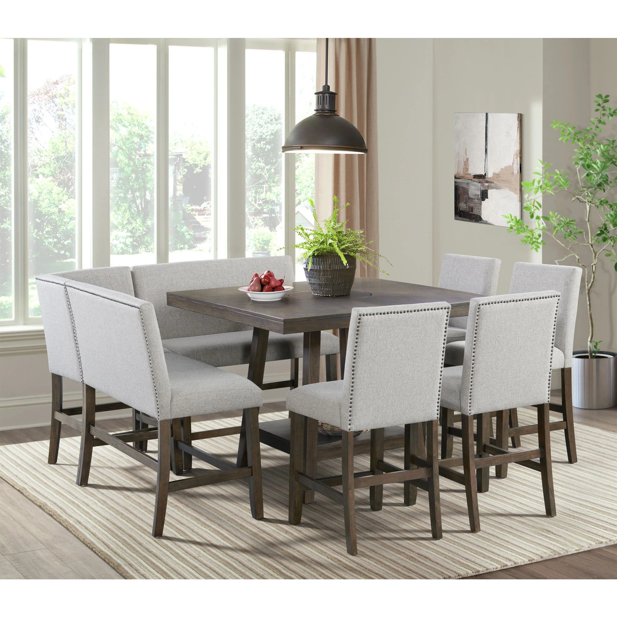 Seneca - Counter 3 Piece Corner Bench - Brown / Gray - Image 4