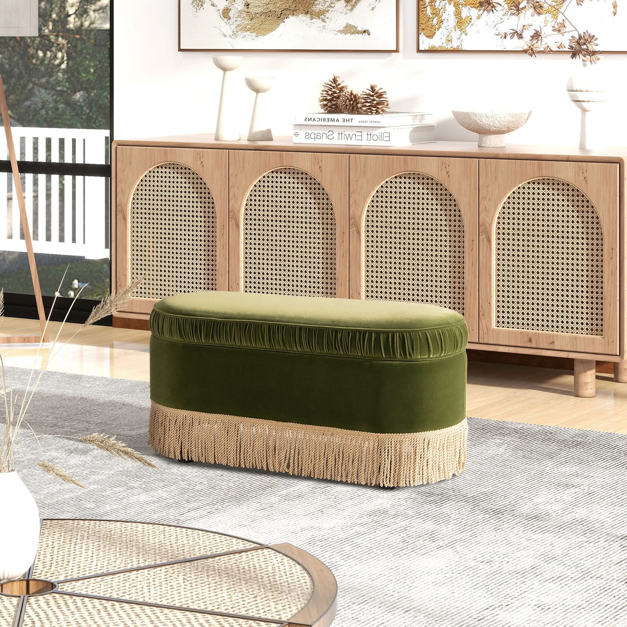 Serena - Contemporary Design Oval Storage Bench Ottoman - Image 6