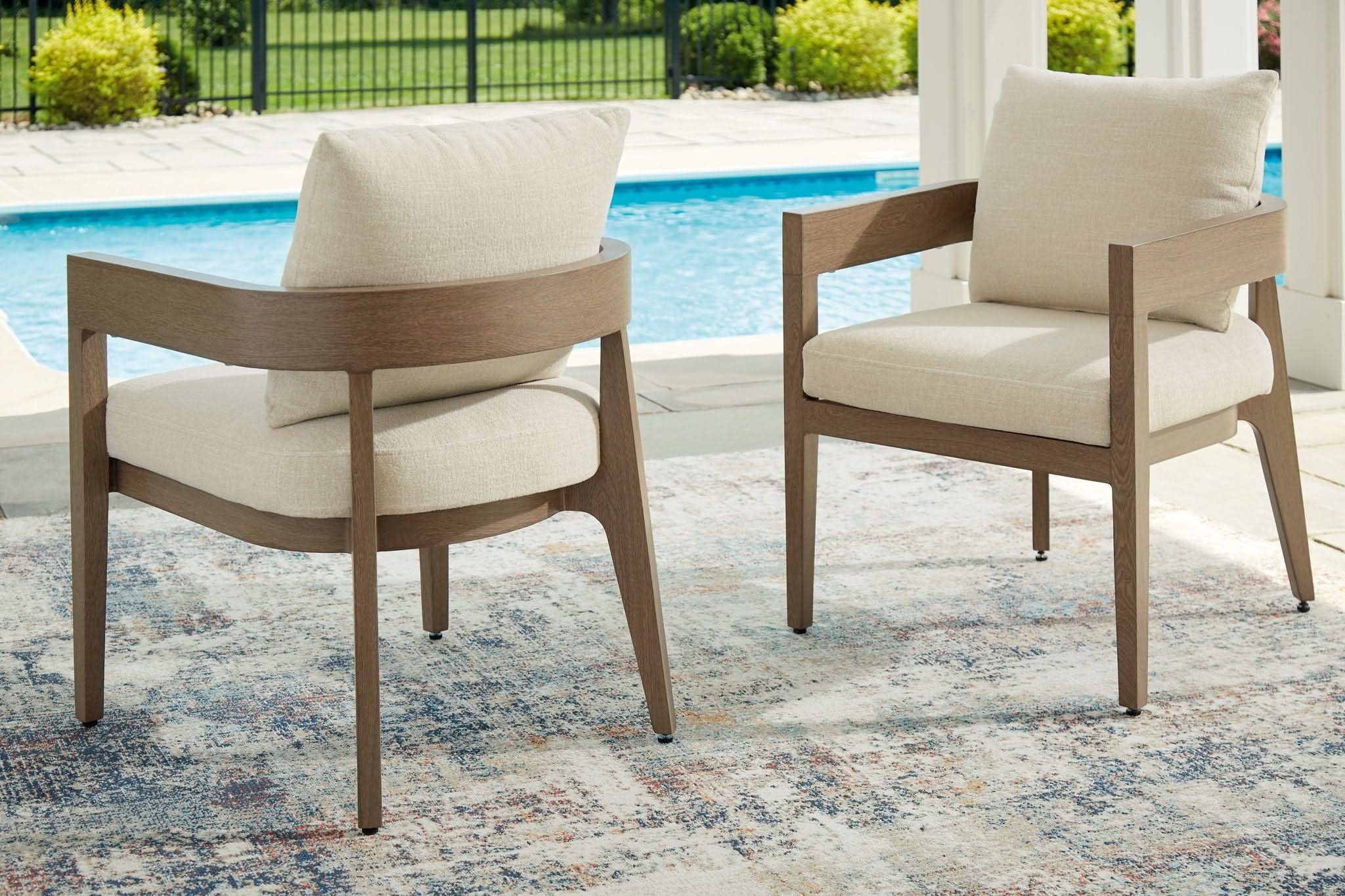 Serene Bay - Arm Chair With Cushion (Set of 2) - Dark Brown / White - Image 3