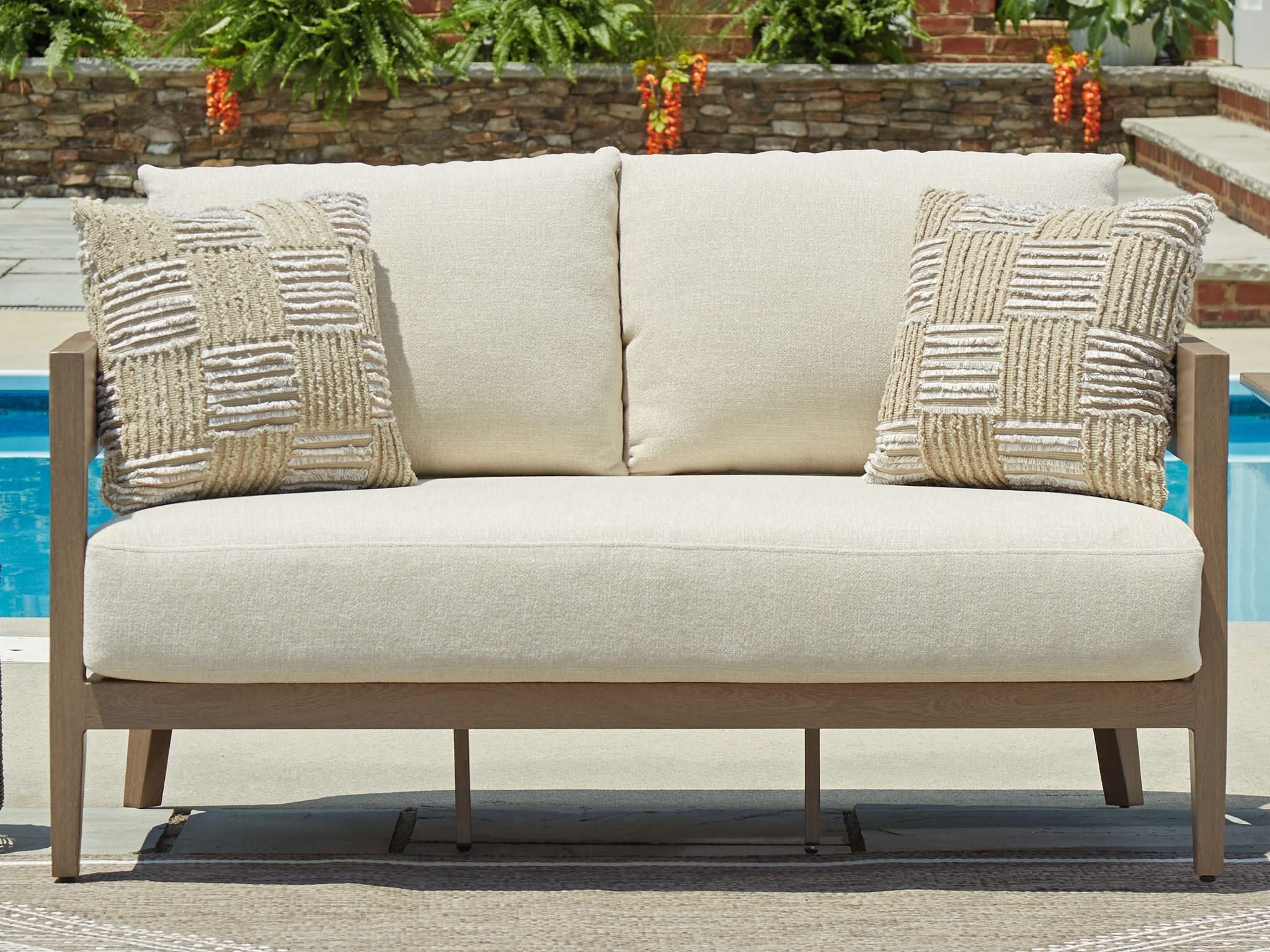 Serene Bay - Loveseat With Cushion - Dark Brown / White - Image 3
