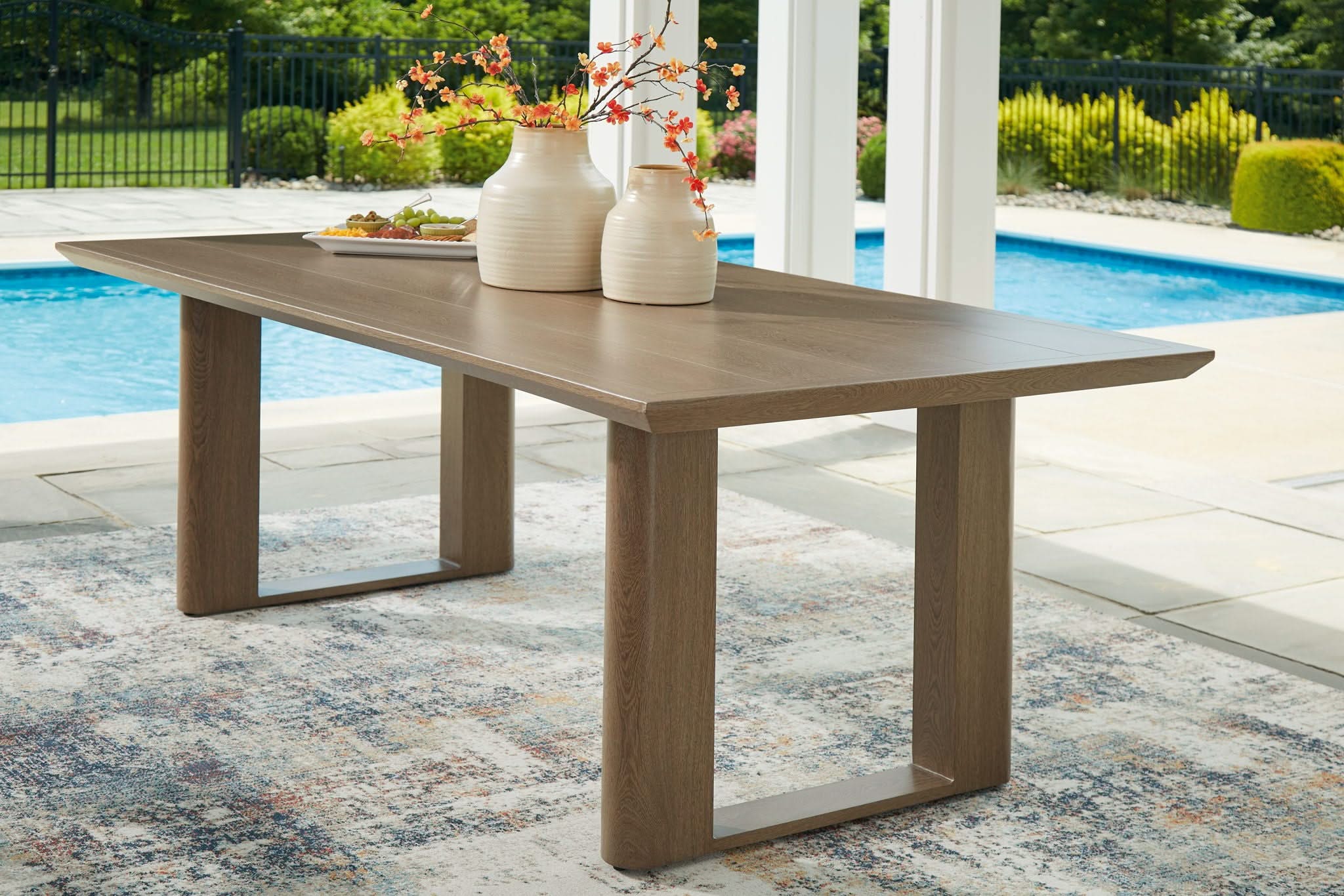 Serene Bay - Rectangular Dining Table With Umbrella Option - Dark Brown - Image 3
