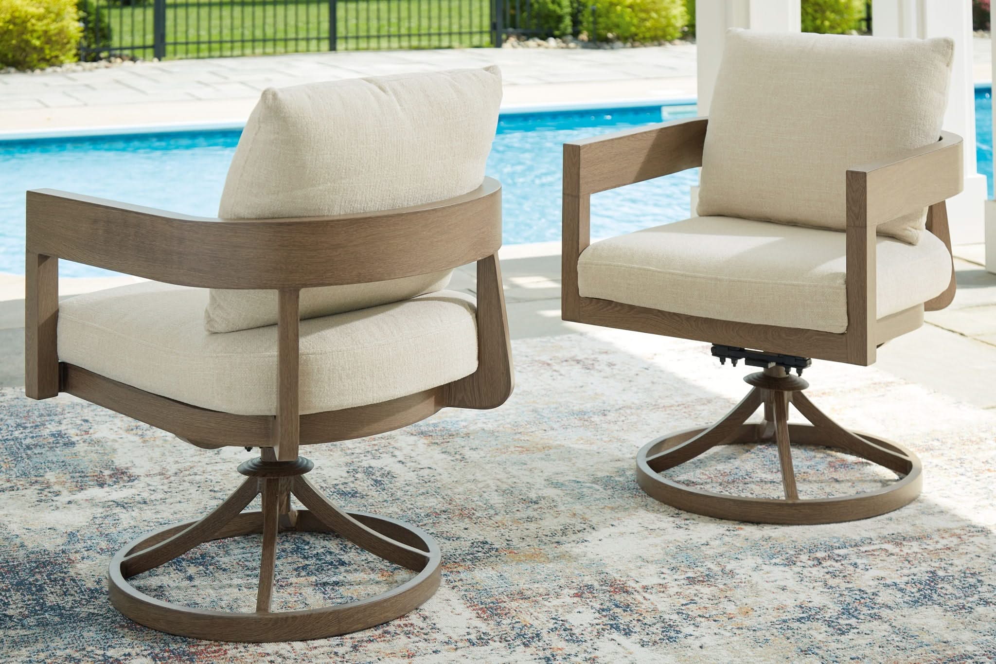 Serene Bay - Swivel Chair With Cushion (Set of 2) - Dark Brown / White - Image 2