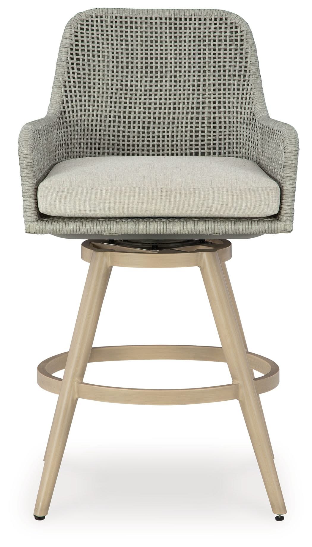 Seton Creek - Barstool With Cushion (Set of 2) - Beige / Gray - Image 3