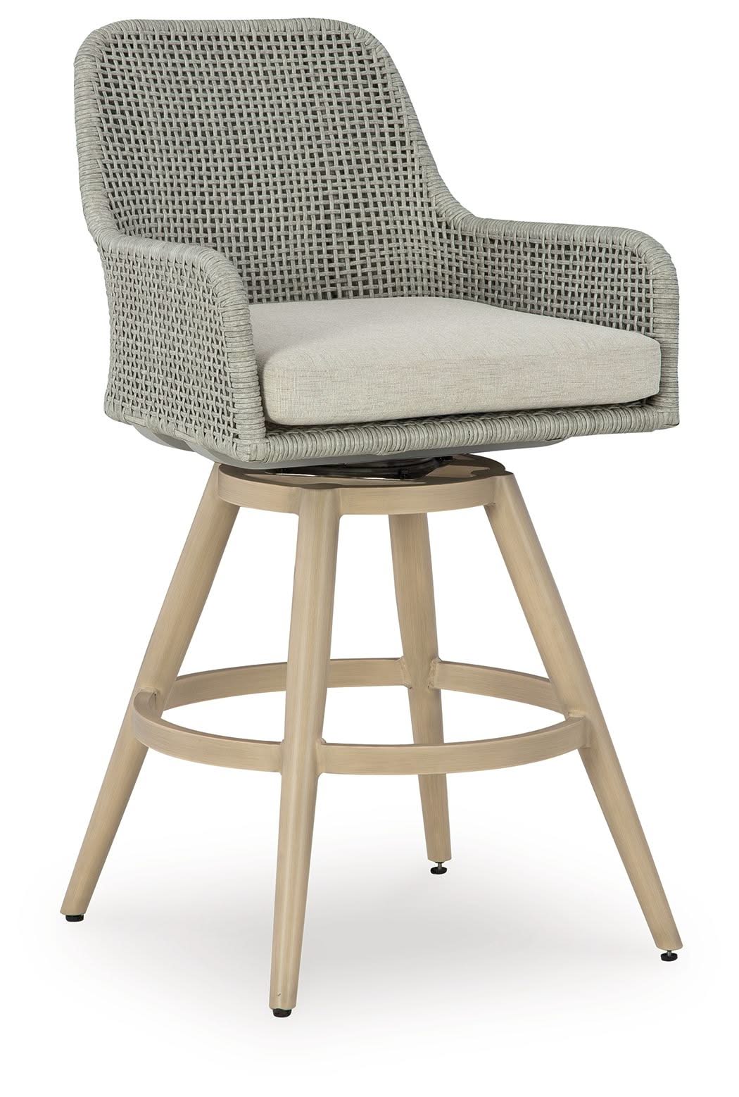 Seton Creek - Barstool With Cushion (Set of 2) - Beige / Gray - Image 4