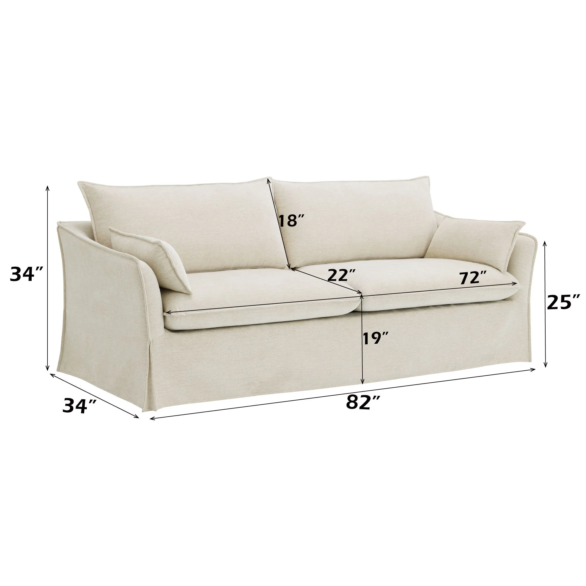 Shane - Sofa With 2 Pillows - Beige - Image 3