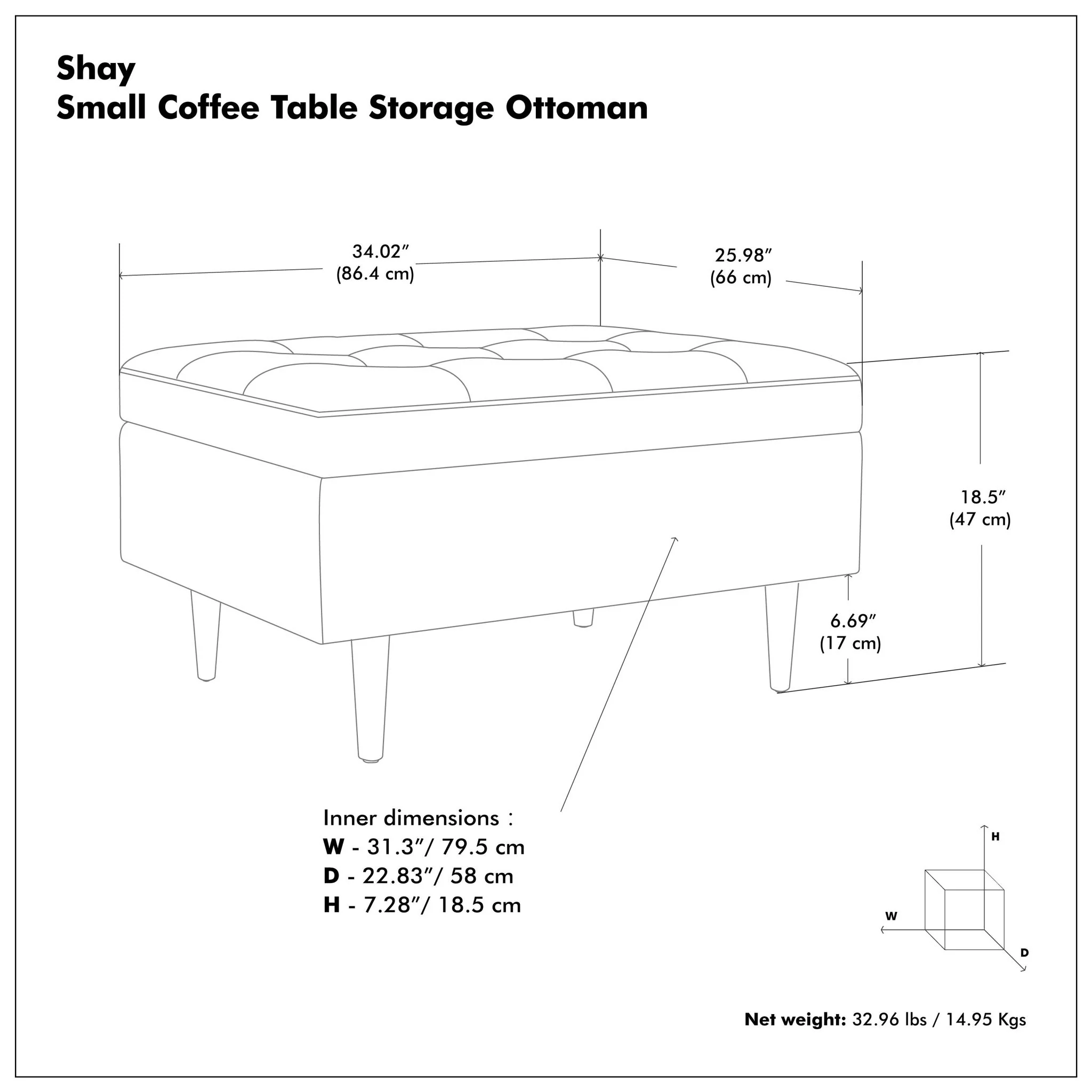 Shay - Large Square Coffee Table Storage Ottoman Mid-Century Style - Image 12