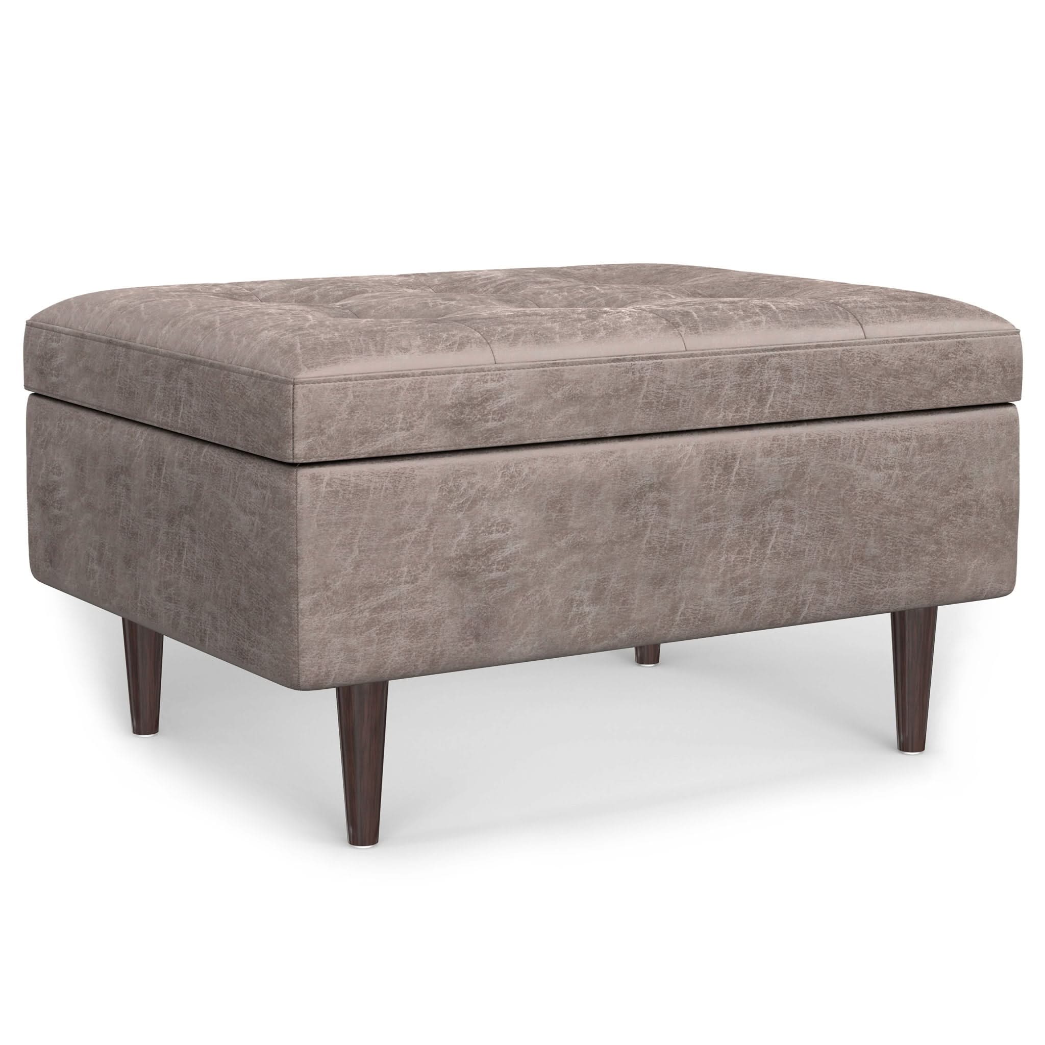 Shay - Large Square Coffee Table Storage Ottoman Mid-Century Style - Image 4