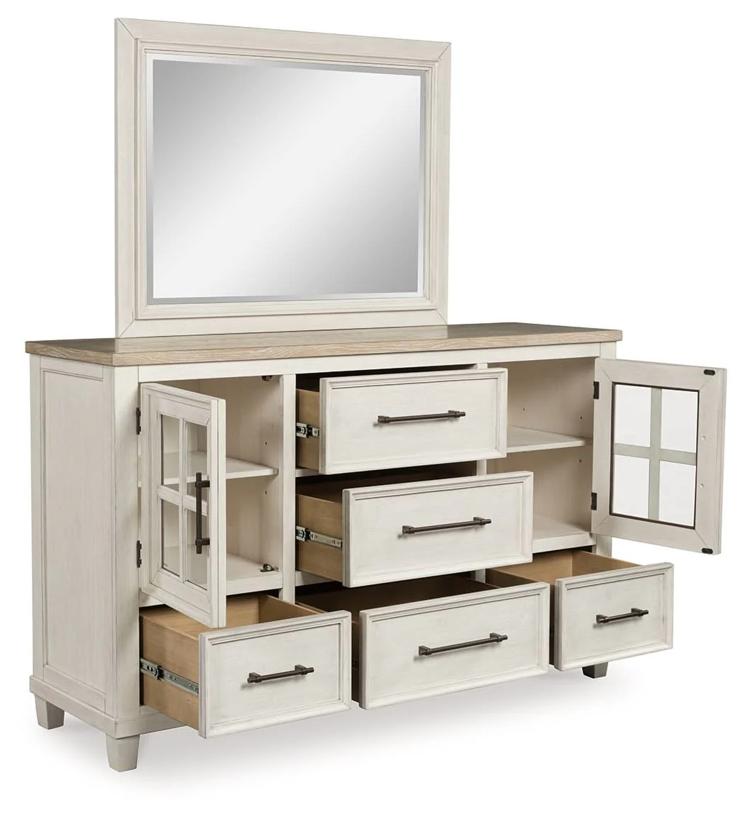 Shaybrock - Dresser And Mirror - Antique White / Brown - Image 2