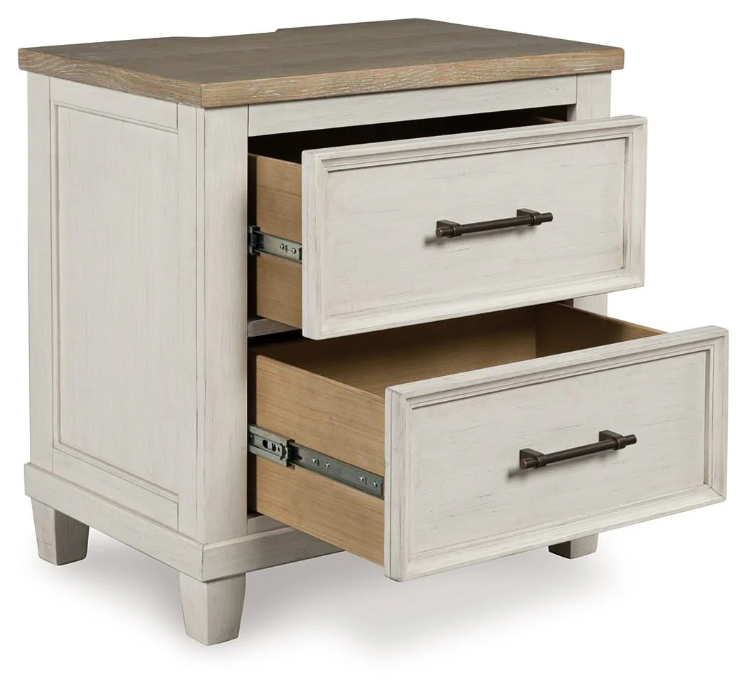 Shaybrock - Two Drawer Night Stand - Antique White / Brown - Image 2