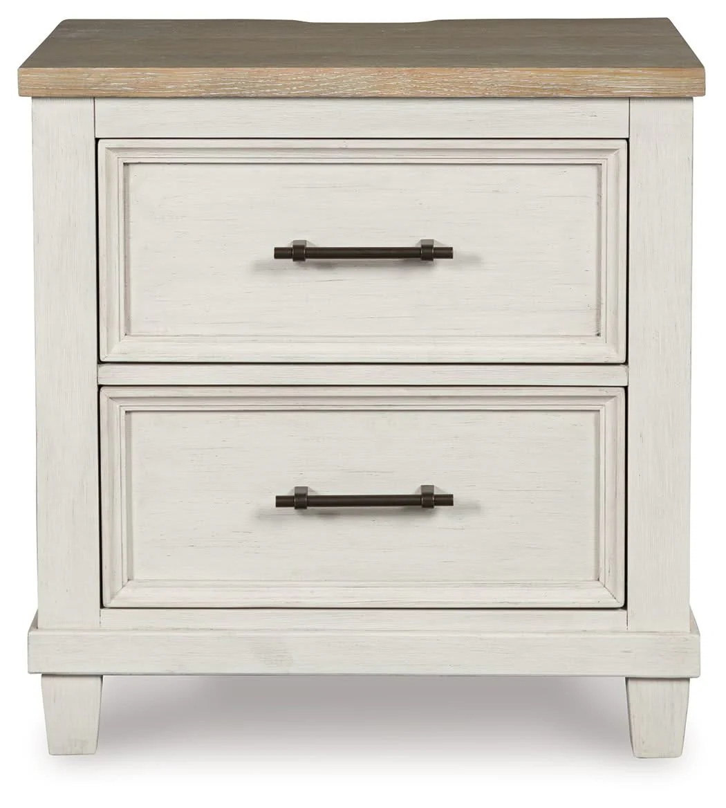 Shaybrock - Two Drawer Night Stand - Antique White / Brown - Image 4