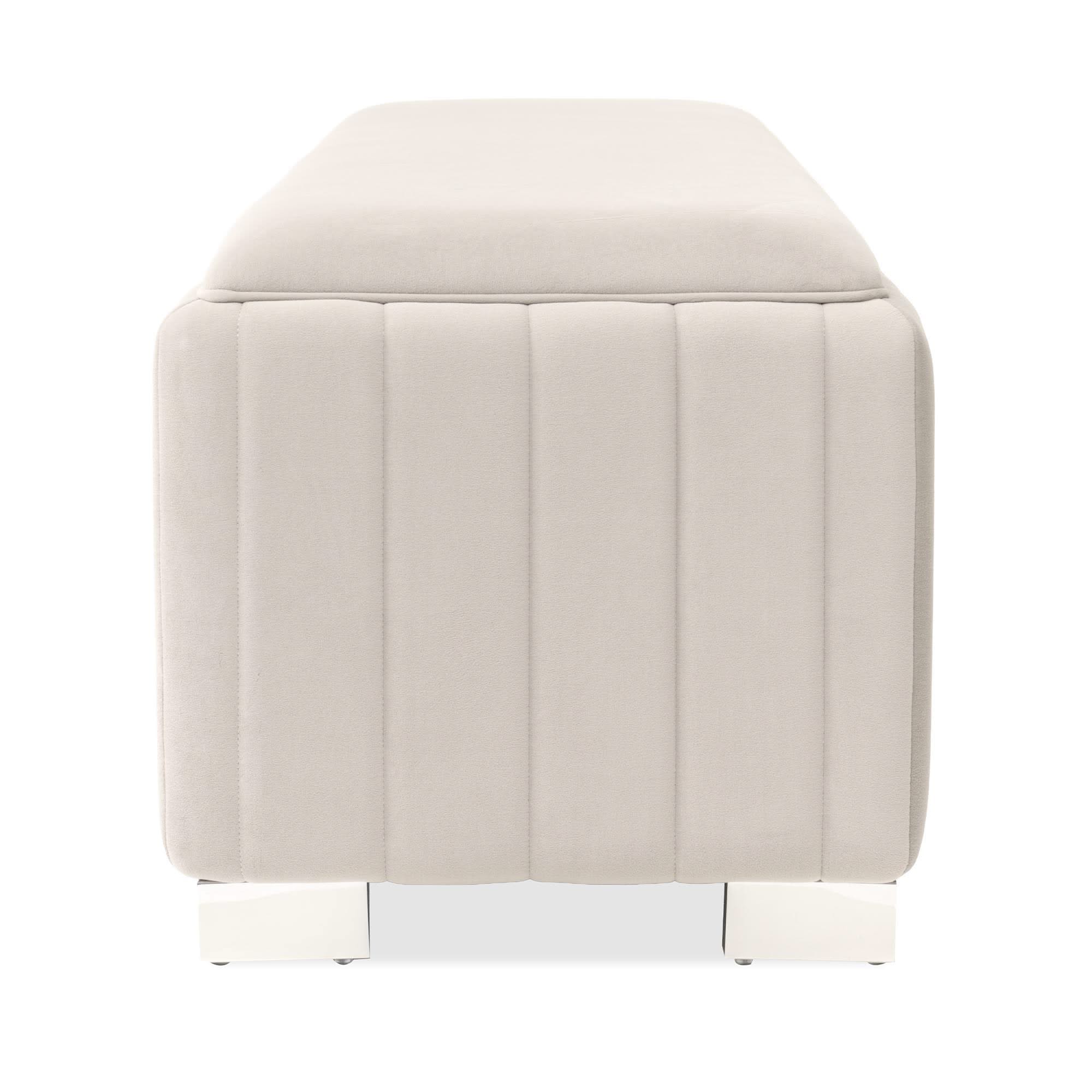 Signature Beds & Benches - Amaryllis Velvet Accent Bench - Taupe / Chrome - Image 2