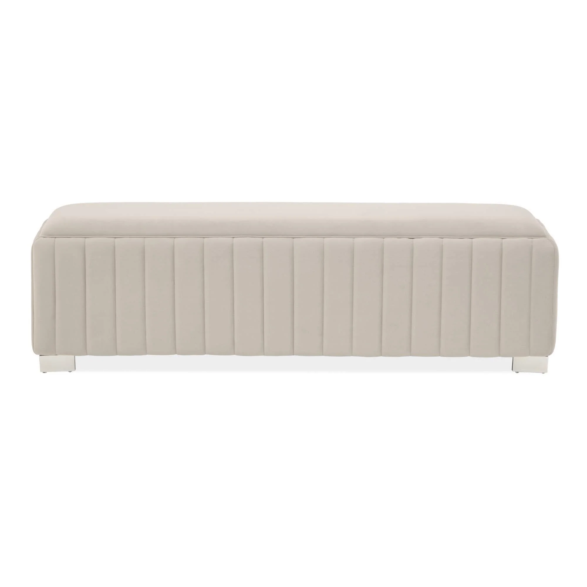 Signature Beds & Benches - Amaryllis Velvet Accent Bench - Taupe / Chrome - Image 3