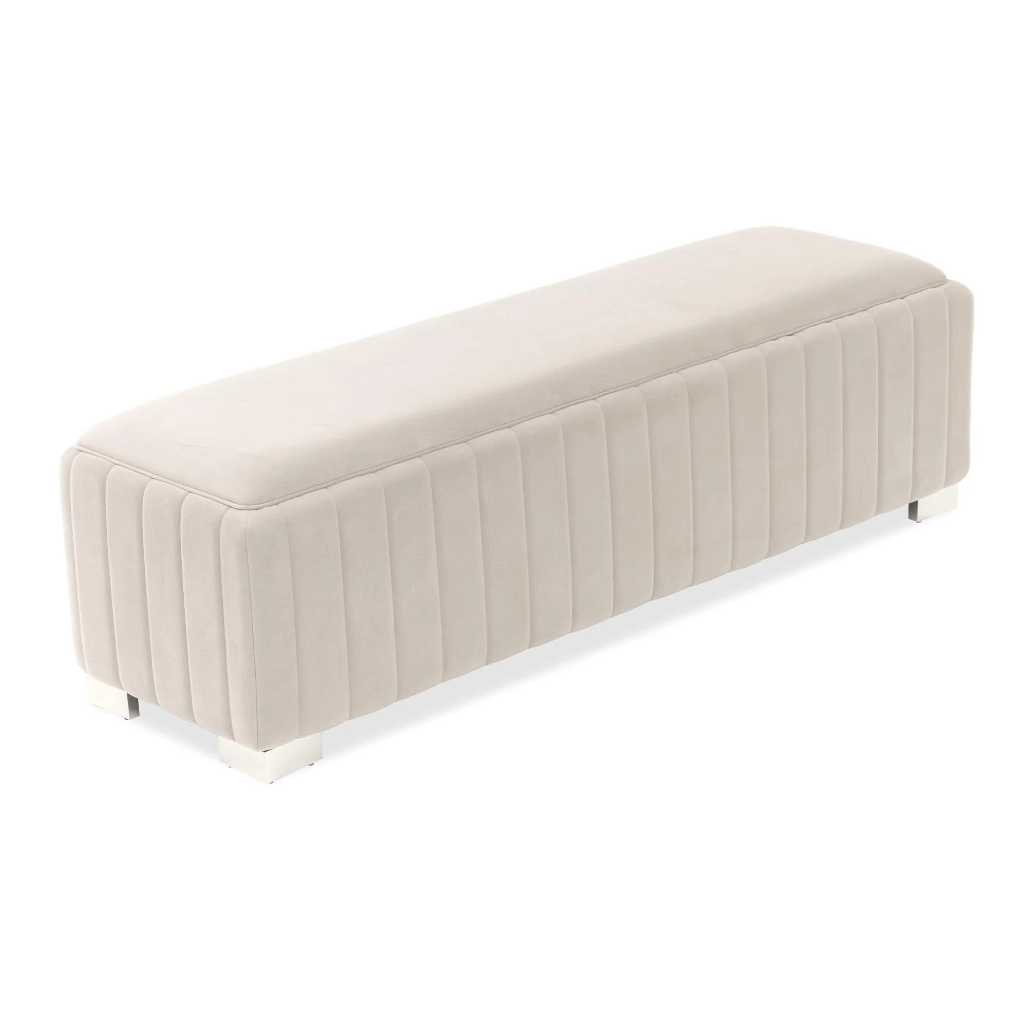 Signature Beds & Benches - Amaryllis Velvet Accent Bench - Taupe / Chrome - Image 4