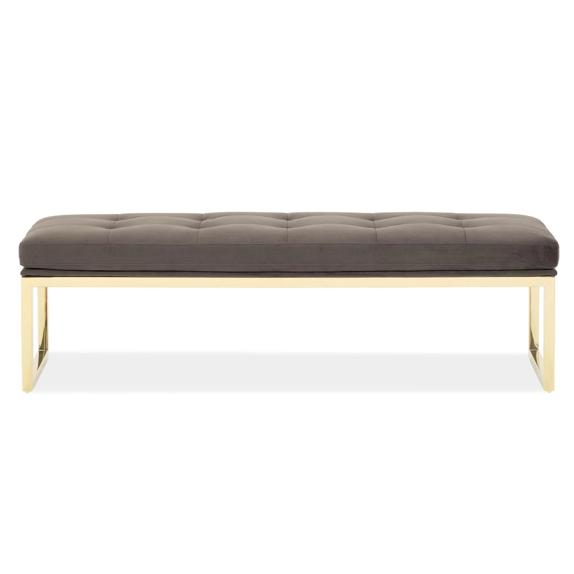 Signature Beds & Benches - Dahlia Velvet Accent Bench - Chocolate / Gold - Image 2