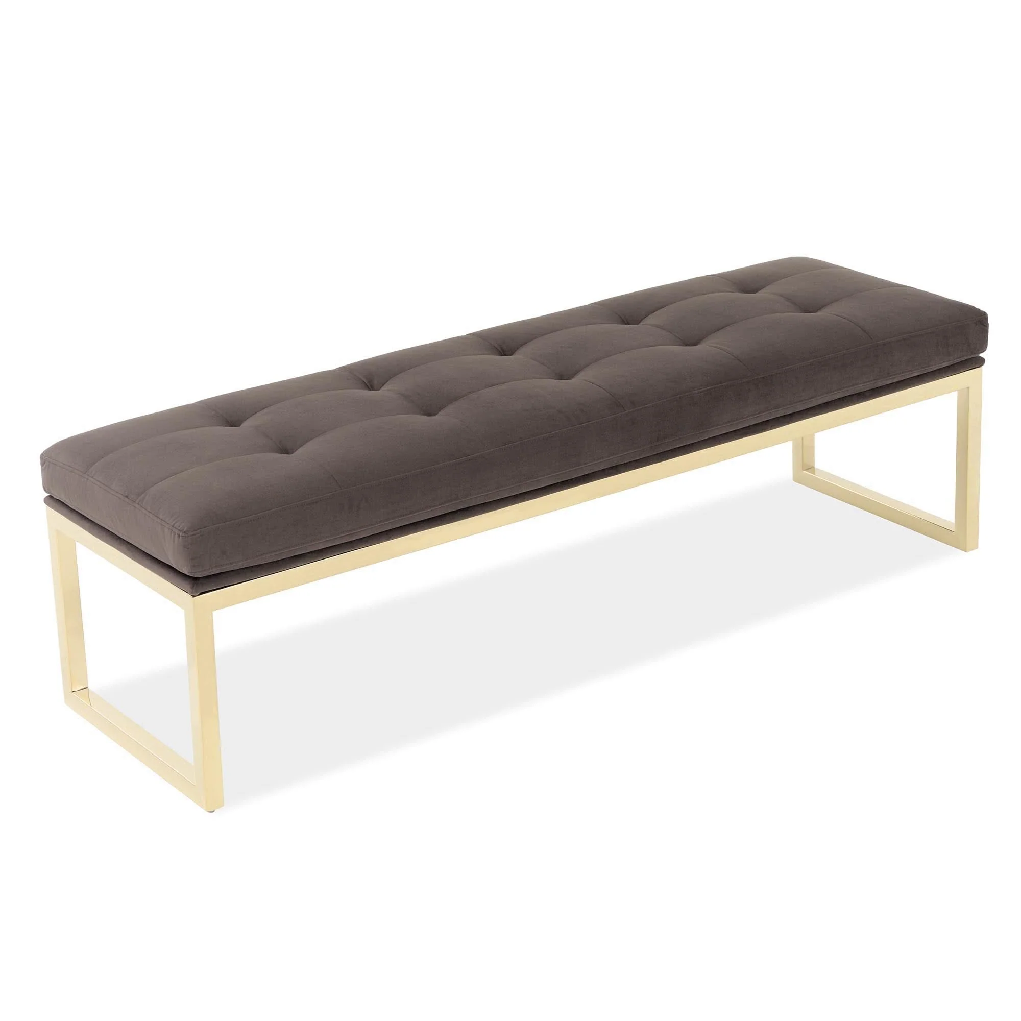 Signature Beds & Benches - Dahlia Velvet Accent Bench - Chocolate / Gold - Image 3