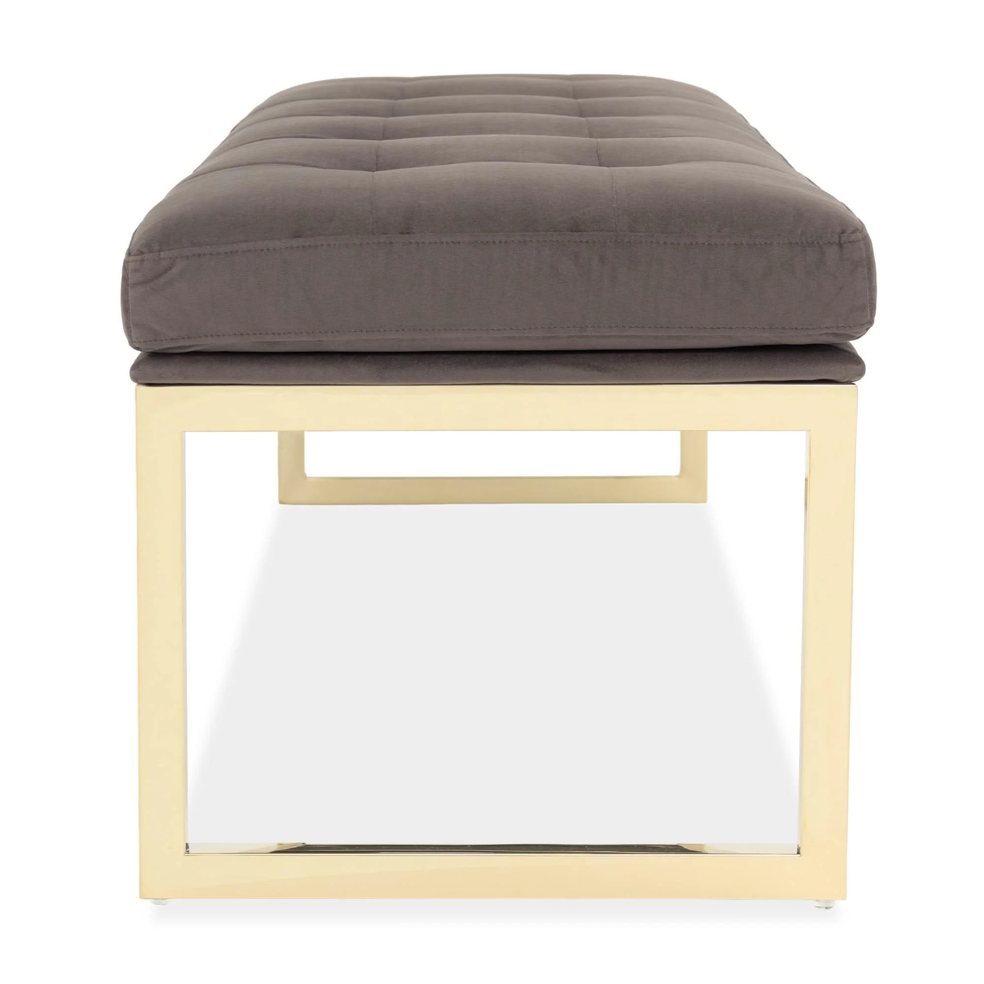Signature Beds & Benches - Dahlia Velvet Accent Bench - Chocolate / Gold - Image 4