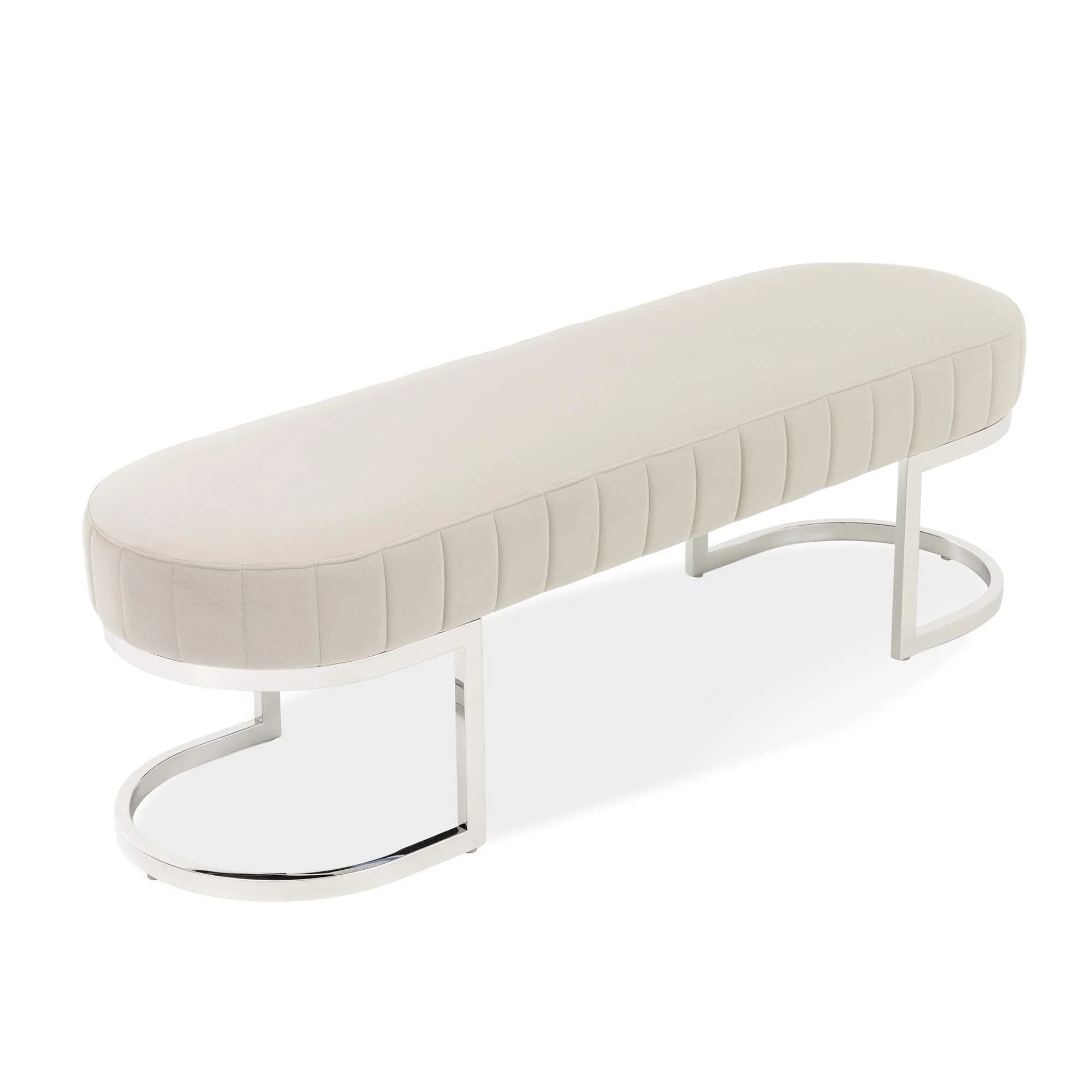 Signature Beds & Benches - Orchid Velvet Accent Bench - Gray / Chrome - Image 3