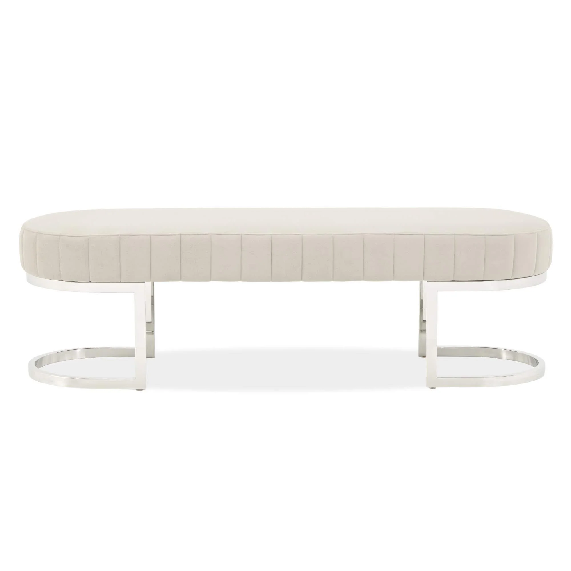 Signature Beds & Benches - Orchid Velvet Accent Bench - Gray / Chrome - Image 4