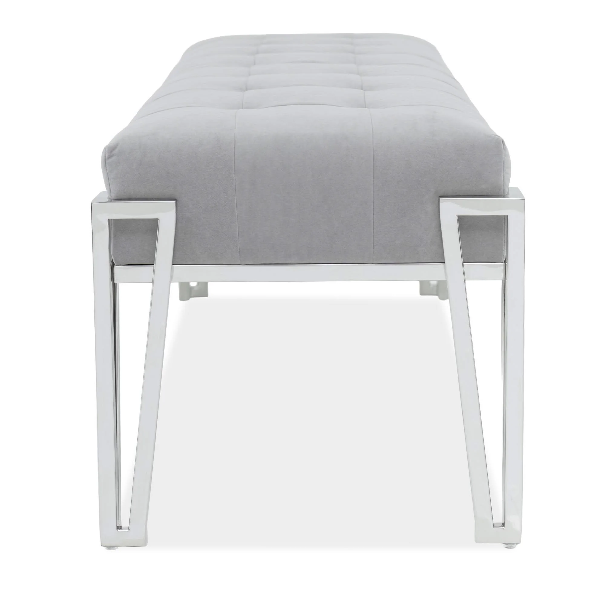 Signature Beds & Benches - Rose Velvet Accent Bench - Gray / Chrome - Image 2