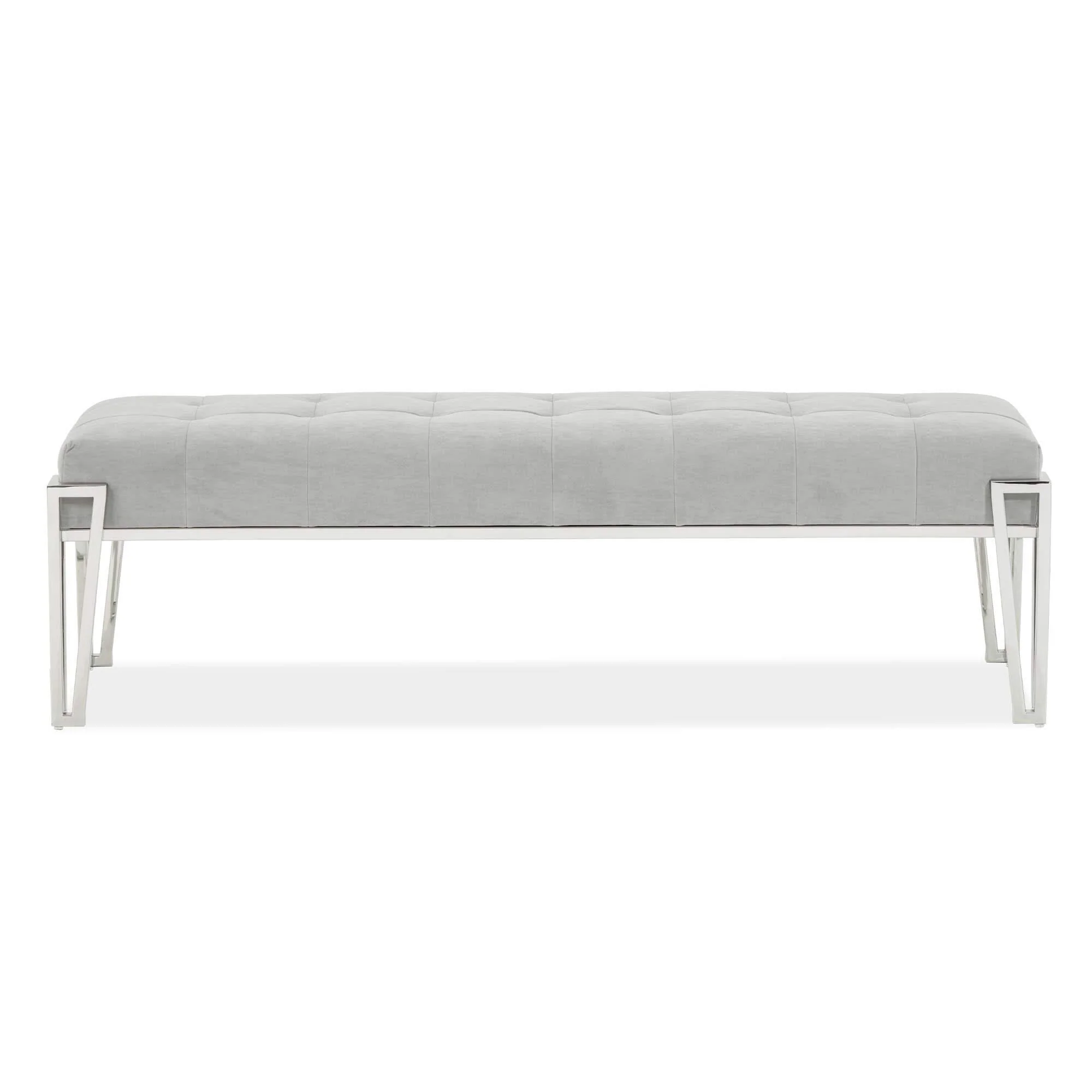 Signature Beds & Benches - Rose Velvet Accent Bench - Gray / Chrome - Image 4