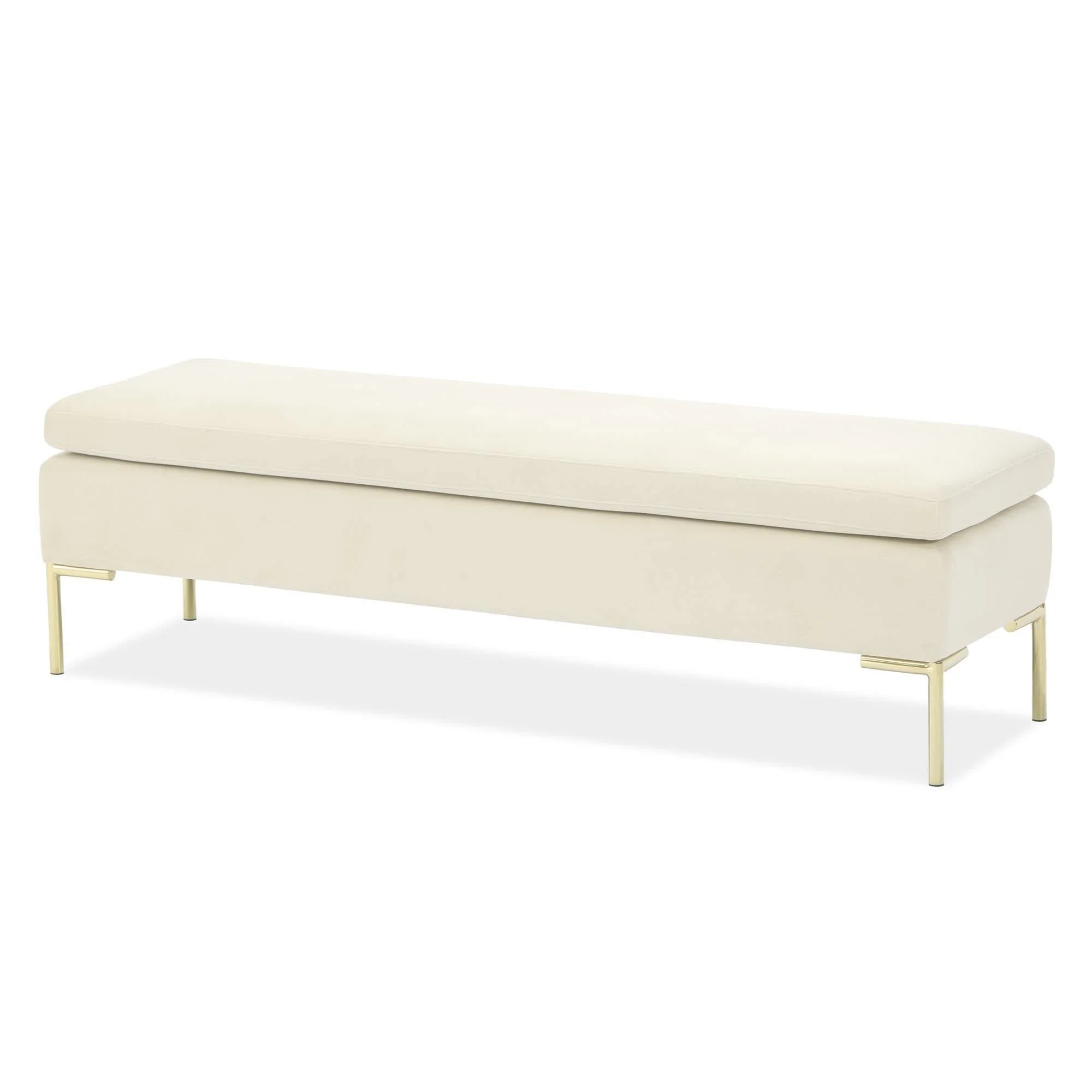Signature Beds & Benches - Zennia Velvet Accent Bench - Ivory / Gold