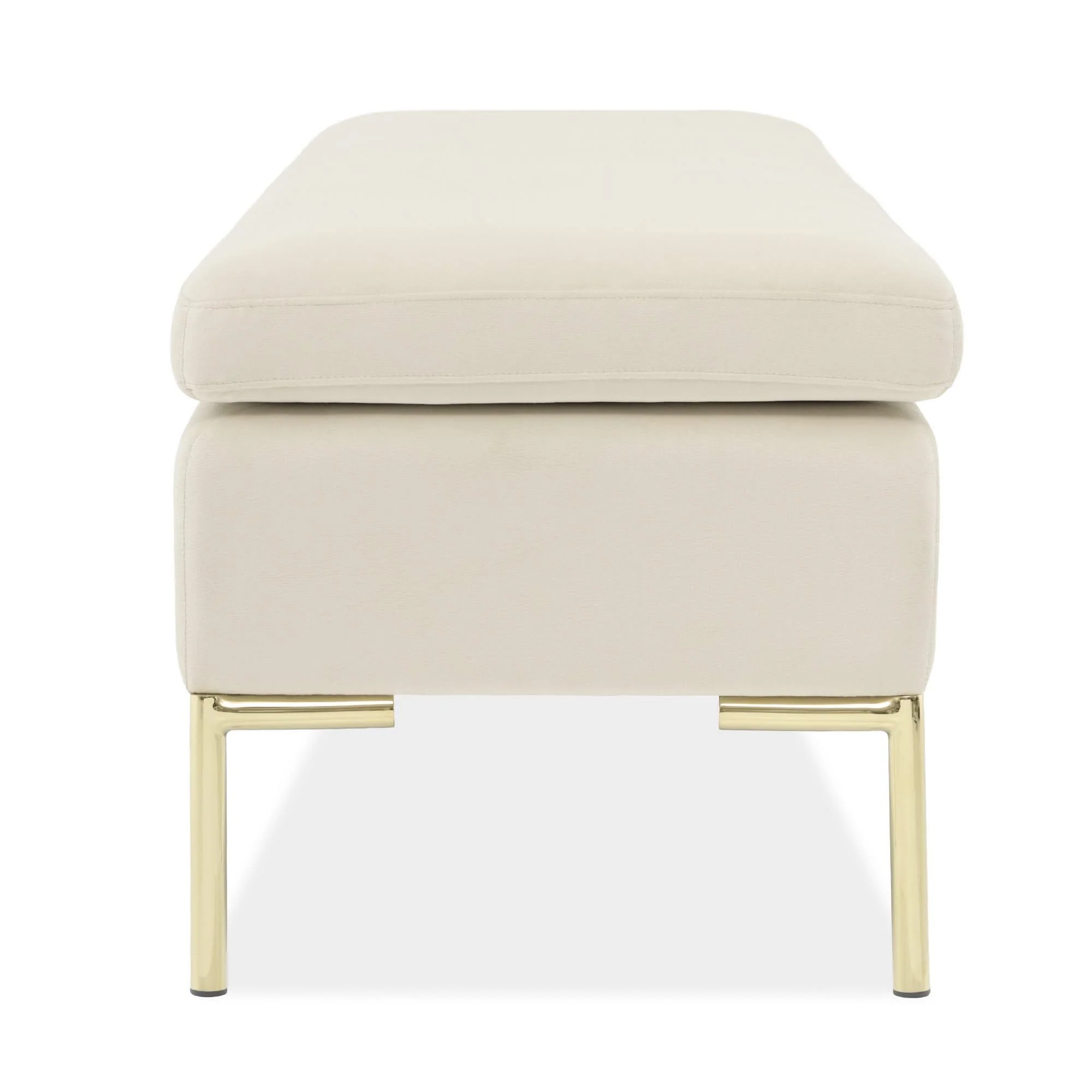 Signature Beds & Benches - Zennia Velvet Accent Bench - Ivory / Gold - Image 2