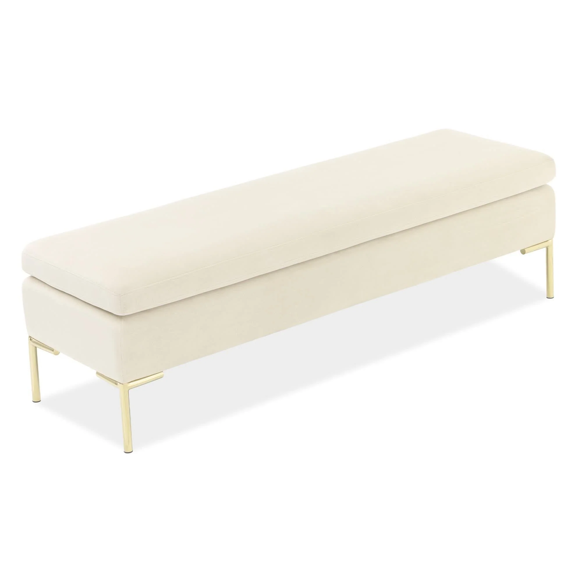 Signature Beds & Benches - Zennia Velvet Accent Bench - Ivory / Gold - Image 3