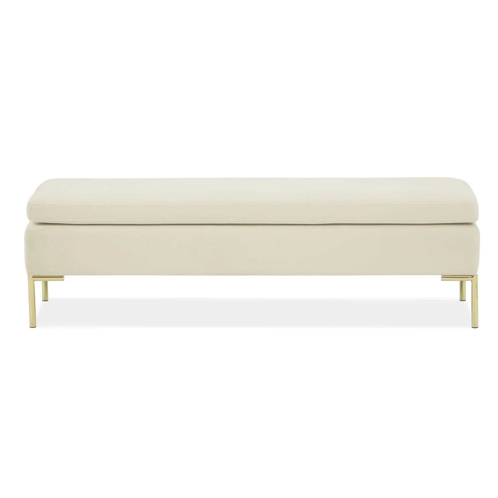 Signature Beds & Benches - Zennia Velvet Accent Bench - Ivory / Gold - Image 4