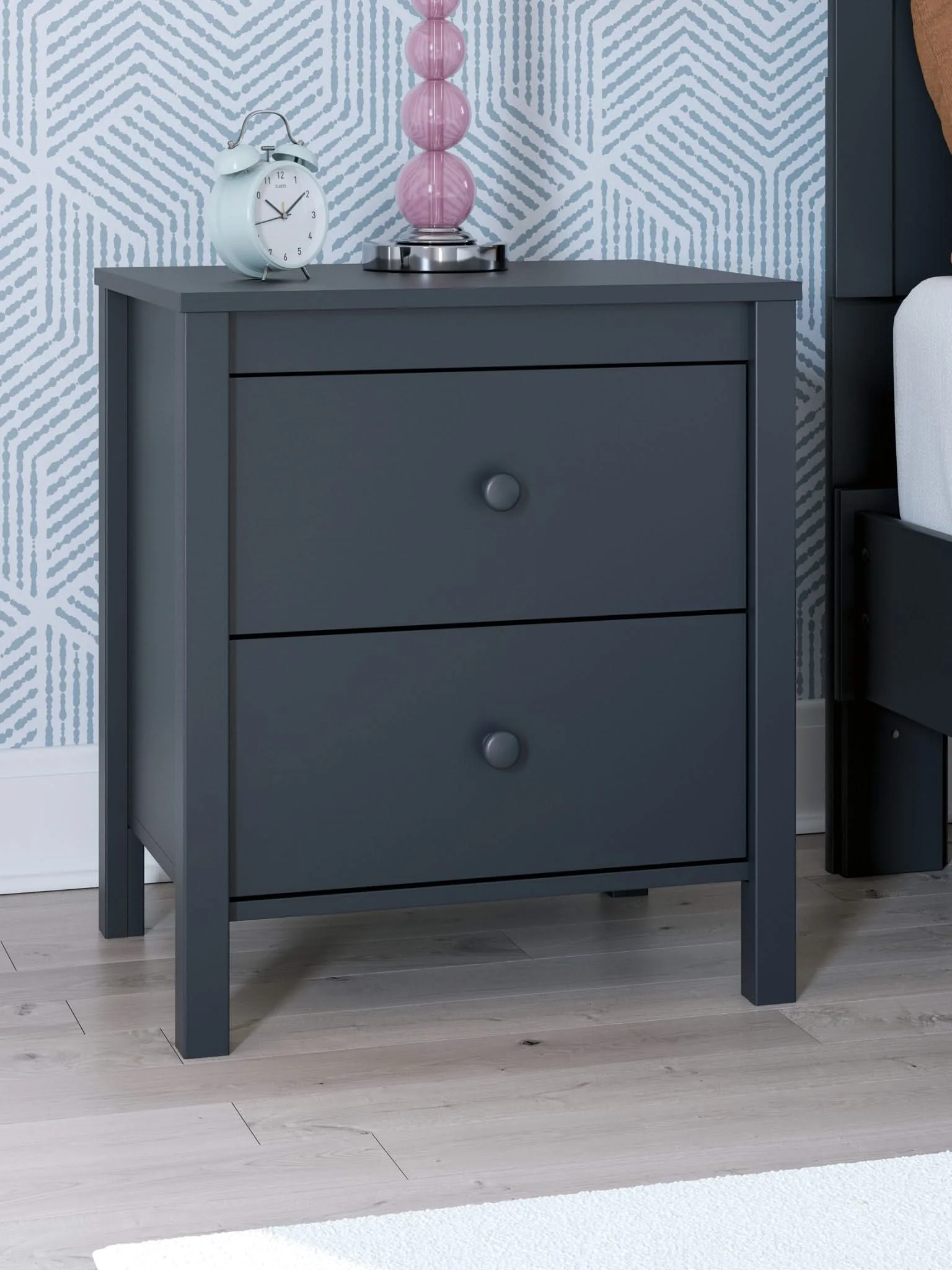 Simmenfort - Two Drawer Night Stand - Navy Blue - Image 2