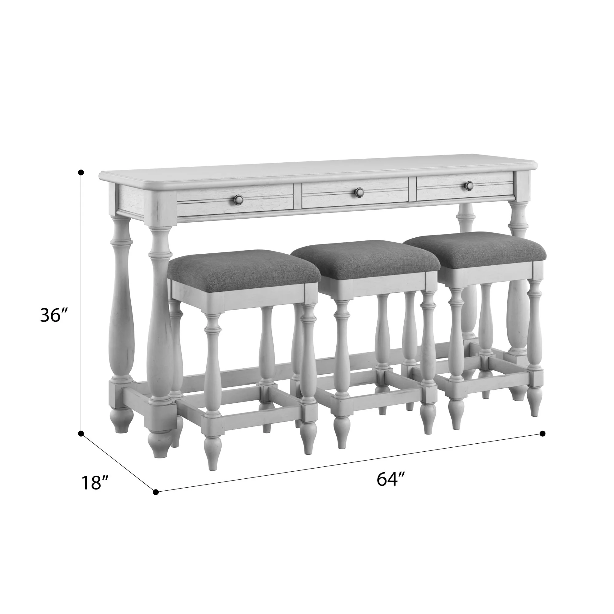 Sofa Table With 3 Stools - Gray - Image 2