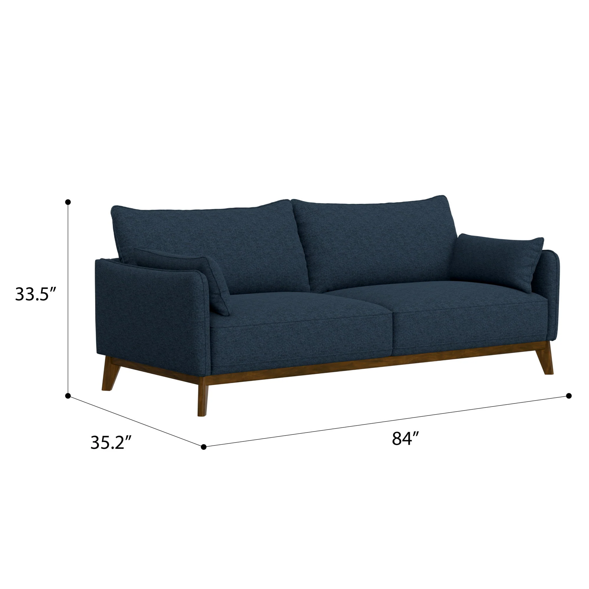 Sofa Wide With Attached Legs - Blue - Image 2