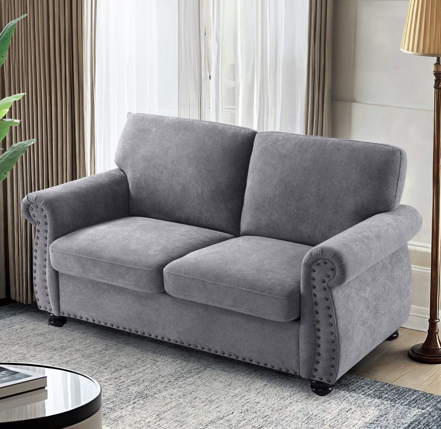 Soft Loveseat, Upholstered 2 Seater Couch, Loose Back Cushions And Turned Legs - Image 6