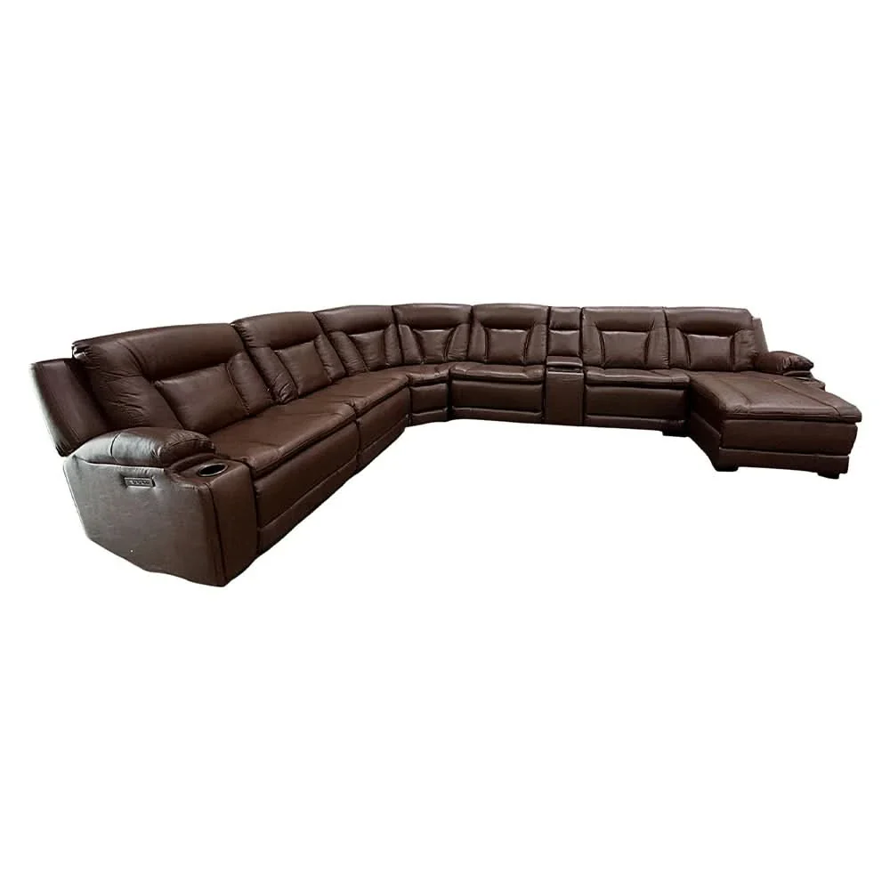 Soho Café Leather Contemporary 7-Piece Zero Gravity Power Reclining Sectional with Power Headrests - Image 5